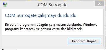 COM Surrogate Çalışmayı Durdurdu