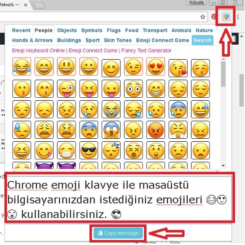 Chrome icin emoji klavye