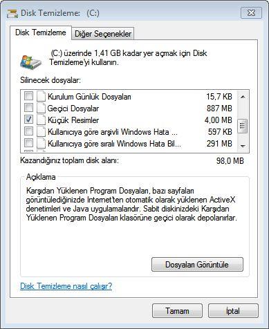 Disk Temizleme Küçük Resimler