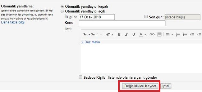 Gmail ayarlar