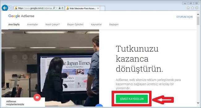 Google AdSense kayit ol