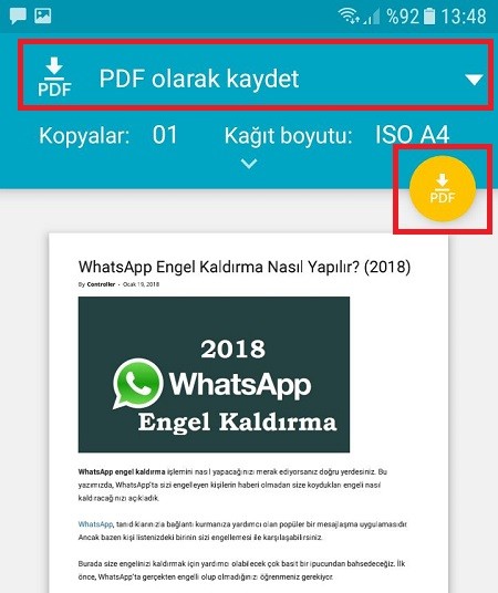 chrome pdf olarak kaydet