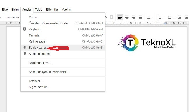 google dokumanlar sesle yazma